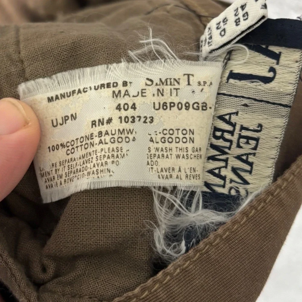 Armani Vintage Jeans Mens Brown Cotton Straight Leg Chino Pants Italy US 36x32